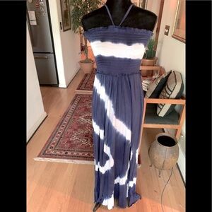 Club Collections Blue Tie Dye Maxi Halter Dress